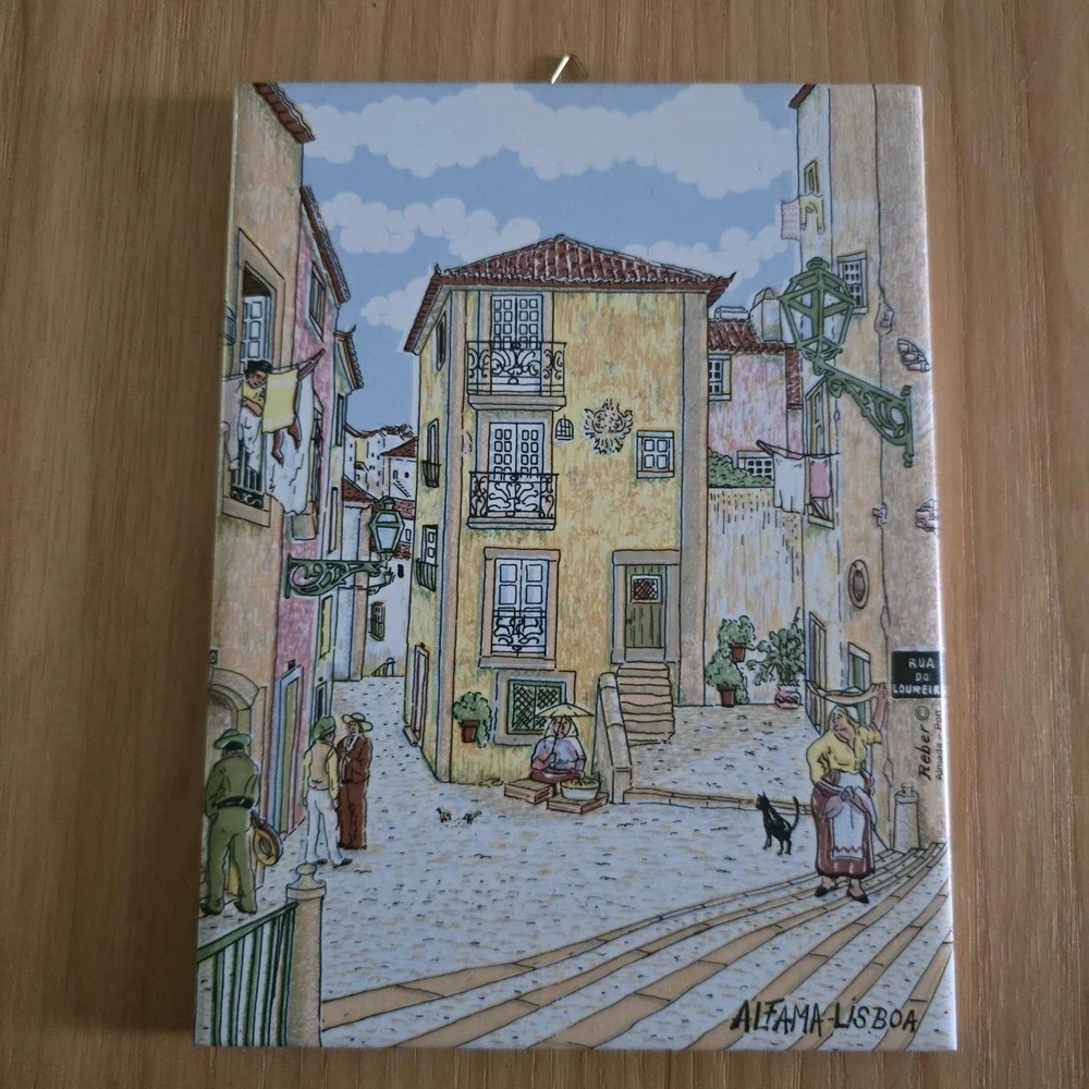 Vintage Alfama Lisboa Tile Art Reber Almada Ceramic Wall 8